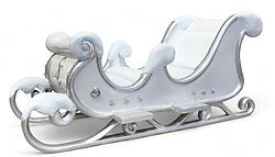 White Santa Sleigh Family Size 4 Seater with Snow White and Silver 10FT Long