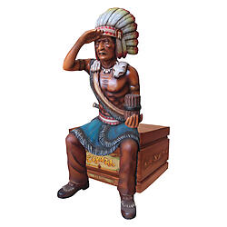 Tobacco Indian Cigar Store Statue Sitting Life Size