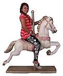 Large Carousel Horse Statue in White and Pink