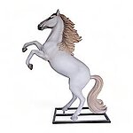 Prancing White Horse Life Size Statue
