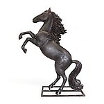 Prancing Black Stallion Horse Real Size Statue