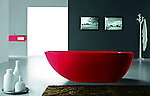 Ethos Red Bathtub Freestanding Soaking Tub Modern Cast Stone 59