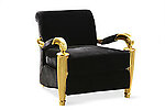 Gaston Baroque Arm Chair in Black Velvet and Gold Frame