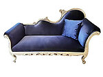 Josephine chaise lounge in Blue Velvet and Silver Frame