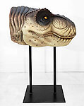 T-Rex Head on Stand Mouth Close on Metal Stand
