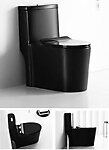 Black Gloss Toilet Modern One Piece Dual Flush - Savaro