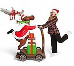 Funny Reindeer with Gifts on Scooter Christmas Decor 6.3 FT