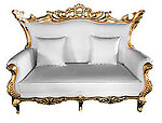 Terra Baroque Rolled Arm Love Seat Sofa White Leather