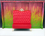 Adonis High Back Chair Red Velvet with Gold Crown