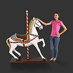 Large Carousel Horse Statue White with Flowers