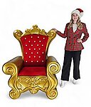 Large Santa Throne Chair in Red Velvet and Gold Frame