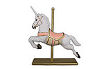 Large Unicorn Carousel Horse Statue Pink and White