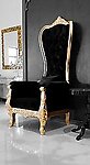 Baroque Throne Chair Queen High Back Chair in Black Velvet Gold Frame