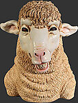 Smiling Sheep Head Statue
