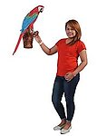 Red and Blue Macaw Parrot on Branch Life Size Sculpture Wall Decor