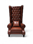 Baroque High back Brown Leather Rolled Arm chair