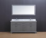 Lincoln Transitional Bathroom Vanity Set with Carrera Marble Top Gray 72