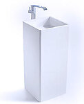 Square Modern Pedestal Sink Cast Stone