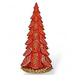 Christmas Tree 3D Statue Red with Gold Leaf 8 FT Large