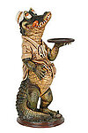 Crocodile Alligator Butler Statue Holding a serving Tray 3 FT