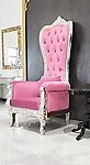 Pink Leather Baroque Throne Chair Queen High Back Chair Silver Frame
