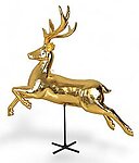 Gold Christmas Reindeer Statue Taking Off Life Size
