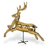 Gold Christmas Reindeer Statue Jumping Life Size