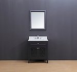 Rocca Transitional Bathroom Vanity Set with Carrera Marble Top Charcoal Gray 30