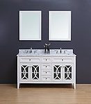 Rocca Transitional Bathroom Vanity Set with Carrera Marble Top White 60