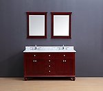 Madison Transitional Bathroom Vanity Set with Carrera Marble Top Cherry 60