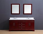 Marina Transitional Bathroom Vanity Set with White Quartz Top Cherry 72