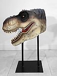 T-Rex Head on Stand Mouth Open on Metal Stand