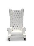 Baroque High back white Leather Rolled Throne Arm chair