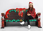 Large Santa Christmas Bench with Reindeer