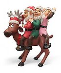 Funny Reindeer with 3 Elves Christmas Decor