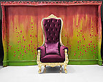 Baroque Throne Chair Queen High Back Chair Purple Velvet and Gold