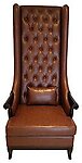 Duchess High Back Wing Chair Upholstered in Brown Leather