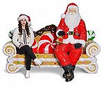 Santa Sitting Statue Life Size Holding Christmas Bell