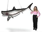 Large Great White Shark Statue Hanging Life Size 8FT