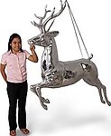 Silver Reindeer Statue Hanging Life Size